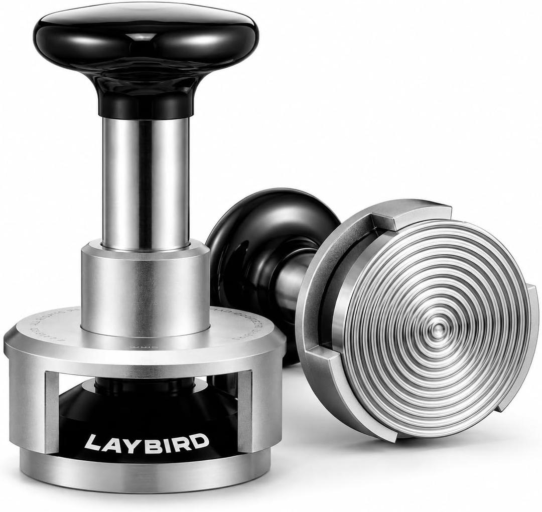 TriPress Espresso Tamper 58mm, Spring Loaded Coffee Tamper for 58mm Portafilter Baskets, 25lb Constant Pressure Self Leveling Tamper Tool, Zero-Residue Threaded Base