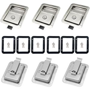6 Pack Stainless Door Lock Heavy Duty Flush Mount Handle Latch for Trailer Toolbox RV Handle Latch with Gasket Keys