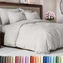 Duvet Cover King Size Set - Extra Soft King Duvet Cover 104" x 90" with 2 Pillow Shams - Hotel Luxury, Easy Care & Fade Free w/ Zipper Closures & Ties - All Season, Comfy & Breathable (French Grey)
