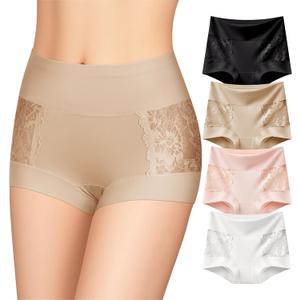 women's underwear Lace seamless invisible No Show Briefs Soft breathable panties Women's sexy low-rise panties (X-Large, Black+rose+pink+white)