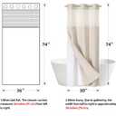 Eachope Stall No Hooks Needed Linen Textured Shower Curtain with Snap-in Fabric Liner Set,Hotel Luxury Decor Shower Curtains for Bathroom with Mesh Top Window,Waterproof & Washable,36Wx74H,Cream