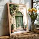 skysoon Mallorca Green Door Wall Art, Boho Mediterranean Architecture Print, 16"L x 24"W