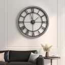 Cuspin Extra Large Wall Clock 36 Inch, Big Wood Metal Decorative Clocks for Living Room, Non-Ticking Silent Battery Operated Farmhouse Wall Clock Roman Numerals for Kitchen, Study, Office