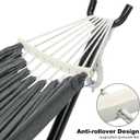 GAFETE Double Hammock with Stand for Outside, Upgraded Spreader Bar, Heavy Duty Space Saving Steel Stand 2 Person, Side Pocket, Easy Assembly, 600lbs Weight Capacity, Indoor & Outdoor (Dark Grey)