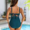 Blooming Jelly Womens One Piece Swimsuit Metal Modest Tummy Control Bathing Suit Slimming Full Coverage Mesh Swim Suits (Blue, XXL)
