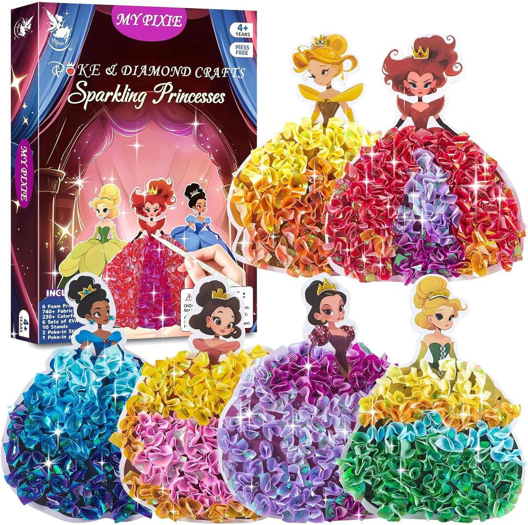 Poke Art Kits for Girls, Arts and Crafts for Kids 4-8, DIY Creative Activity Toys, Birthday Gifts for Girls 4 5 6 7 8 9 10 (red)