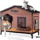 Heated Cat House for Outside: 100% Waterproof & Insulated Outdoor Cat House for Winter, Weatherproof Elevated Feral Cat Shelter with Heating Pad, 3 in 1 Warm Houses for Outdoor Cats Stray
