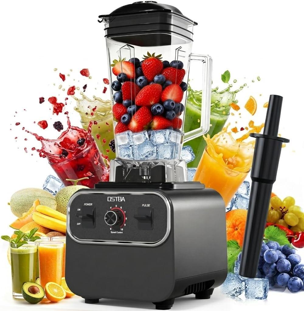 OSTBA Commercial Professional Blender for Kitchen, Heavy Duty Countertop Smoothie Blender, 68oz Large Capacity, 10-Speed Control, 6-Leaf Blades for Ice Crushing & Frozen Fruit, BPA-Free