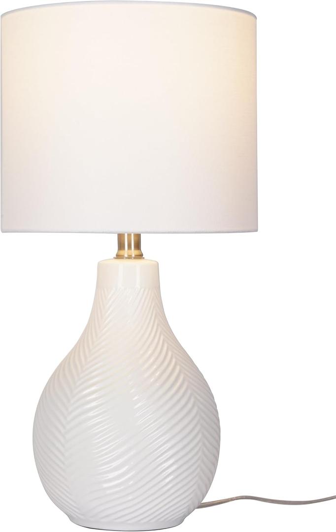Catalina Lighting 24293-000 Ceramic Table Lamp for Office, Living Room, Dorm or Bedroom, Smart Home Compatible, Bulb Not Included, 18", White
