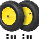 4.80/4.00-8 Tire & Wheel, Set of 2 Heavy Duty Pneumatic Rubber Wheels, 16 in Wheelbarrow Tires with 5/8" Bearings, Compatible with Hand Truck, Wagon, Dolly, Garden Cart, Dump Cart
