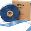 French Blue Satin Ribbon 7/8 Inch x 50 Yards Double-Faced Ribbons for Gift Wrapping Flower Bouquet Wedding Paper Bows Invitations Crafts