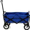 Mac Sports Heavy Duty Steel Frame Collapsible Folding 150 Pound Capacity Outdoor Camping Garden Utility Wagon Yard Cart, Blue