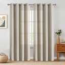 jinchan Blackout Linen Textured Curtains for Living Room Darkening Curtains 84 Inch Length 2 Panels Set Greyish Beige Drapes Thermal Insulated Light-Blocking Drapes for Bedroom Privacy Protection 52"W