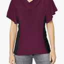 Star Vixen Women's Draped Neckline Slimming Flutter Sleeve Top XL