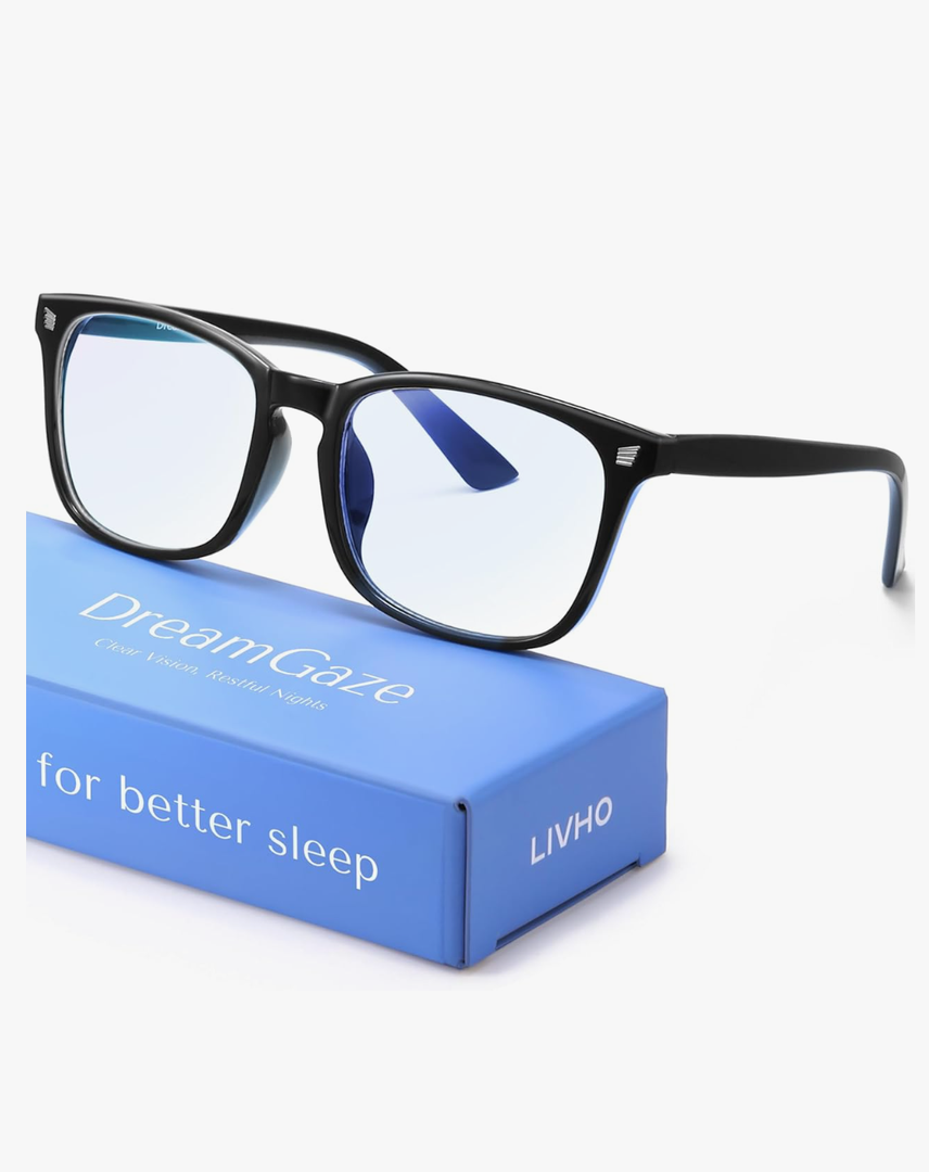 livho DreamGaze Blue Light Blocking Glasses for Better Sleep - Night Driving Premium Computer Blockers for Man and Woman (Clear, Black)