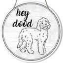 Welcome Decor Sign, Farmhouse Welcome Sign for Home Front Door Porch Patio, Sunflower Welcome Home Decor for Outside, Housewarming Hanging Decorations, Wooden Hanging Wall Decor, Hey Dood