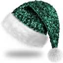 Dolkoic Santa Hat Sequin Christmas Hat for Adult Hat Xmas New Year Party (Green)