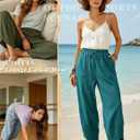 2 Pack Cotton Wide Leg Pants Women High Waisted Cropped Palazzos Summer Beach 2026 Casual Trousers HPM (L)