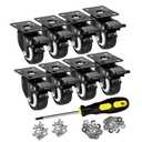 2" Caster Wheels Set of 8, Heavy Duty Casters with Brake, No Noise Locking Casters with Polyurethane (PU) Wheels, Swivel Plate Castors Pack of 8