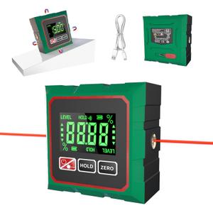 Digital Angle Finder with Laser, 4 Side Magnetic Inclinometer Angle Gauge Cube with Backlight, USB Charging Electronic Level Tool Protractor for Woodworking, Table Saw