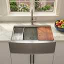 Farmhouse Sink 33 Inch, 33x22 Inch Apron Front Farmhouse Kitchen Sink, 16 Gauge Stainless Steel Undermount Ledge Workstation Deep Single Bowl Luxury Rustic Farm Sinks with All Accessories