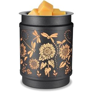 kobodon Wax Melt Warmer Metal Wax Warmer for Scented Wax Electric Fragrance Candle Oil Burner 2 in 1 Wax Melts as Gifts for Moms Grandma Women Girls(Sunflower)