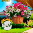 12Pk Daisy Artificial Flowers for Outdoors with Eucalyptus - UV Resistant Fake Flowers for Hanging Basket Vase Planter Window Box, Realistic Silk Faux Plants for Porch Garden Home Decor,White|Spring (Purple+white+wine Red)