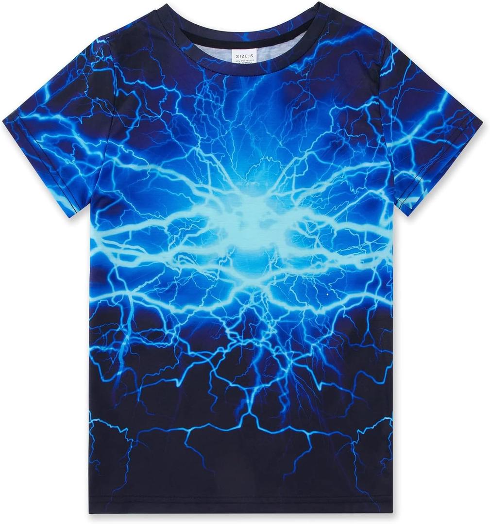 Funnycokid Boys Girls Shirts Graphic T-Shirt Neon Clothes Kids Novelty Youth Short Sleeve Animal Print Tees 4-16 Years