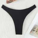 SherryDC Womens Cheeky Thong Brazilian Bikini Bottoms Sexy High Cut Leg Swimsuit Bottom Ruched Butt Bathing Suit Briefs (Black, S)