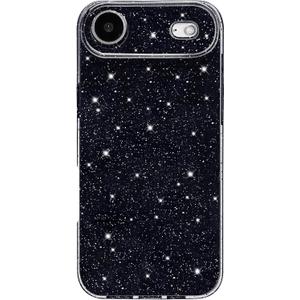 Hython Case for iPhone Air Case Glitter Cute Sparkly Shiny Bling Sparkle Phone Cases 6.5", Thin Slim Fit Soft TPU Bumper Shockproof Rubber Protective Cover for Women Girls Girly, Black