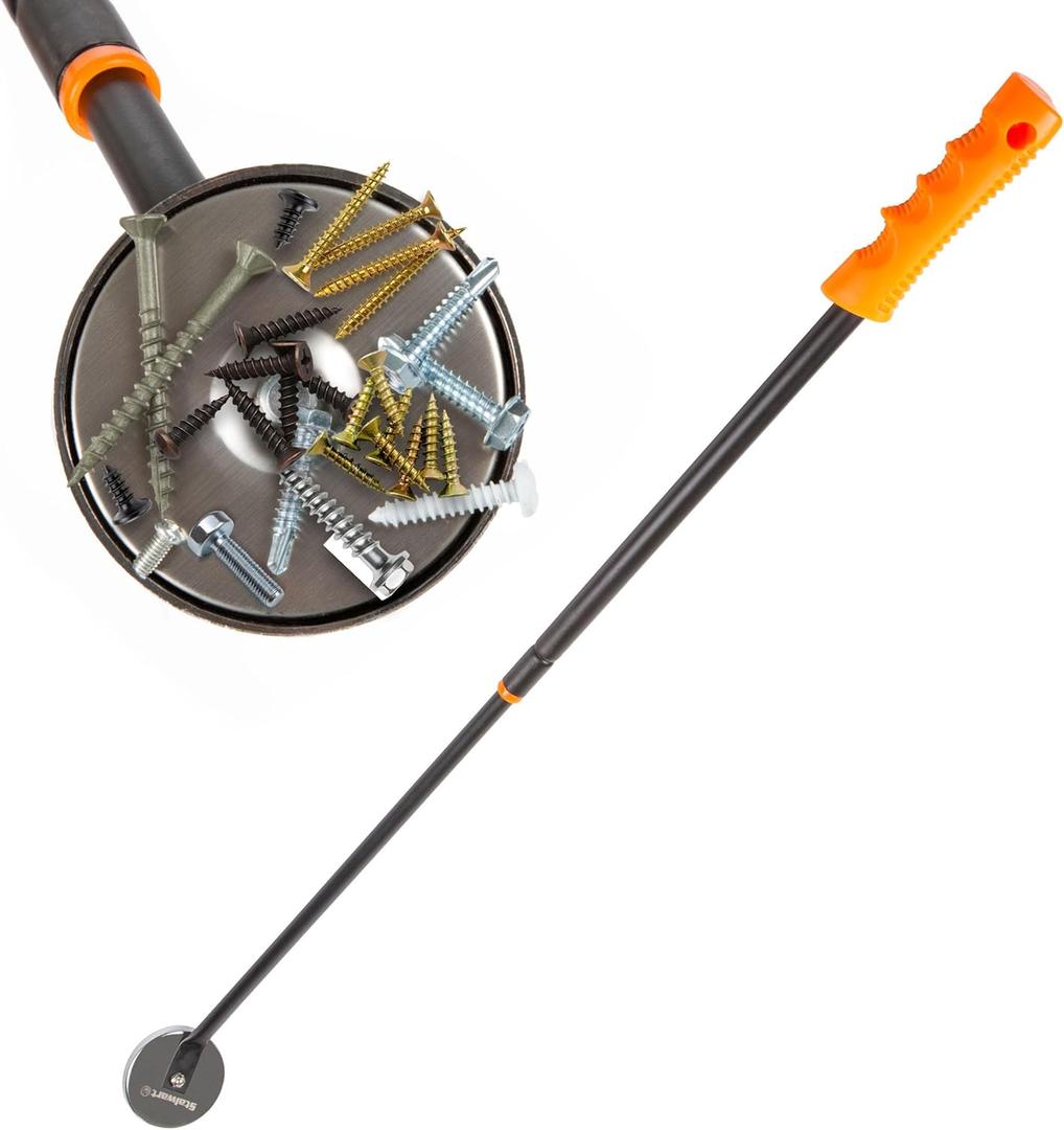 Stalwart Telescoping Magnetic Pickup Tool - 40-Inch Magnet Stick with 50lb Capacity to Safely Retrieve Nails, Screws, and Metallic Objects by Stalwart (Orange)