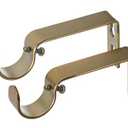 Ivilon Fixed Brackets for Curtain Rods - for 1 or 1 1/8 Inch Rods. Set of 3 - Warm Gold