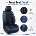 SecosAutoparts 5-Seat Car Seat Covers Full Set Microfiber Leather Waterproof Blue and Black Compatible Universal Fit Most Sedans SUVs Trucks Automotive Interior Seat Covers