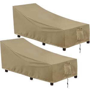 OutdoorLines Outdoor Waterproof Patio Chaise Lounge Chair Cover - UV Resistant Lounger Covers Heavy Duty Weatherproof Patio Sofa Furniture Covers, 2 Packs, 78Wx35.5Dx33H Inches, Camel