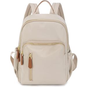 Mn&Sue Lightweight Nylon Backpack for Women Ladies Fashion Shoulder Bags Daypack Purse for Travel Work College Bags Waterproof (#1 Beige)