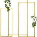 Vincidern Square Wedding Arch Backdrop Stand Set of 3 (6.6FT,5.9FT,4.9FT),Metal Arch Backdrop Stand for Birthday Party Wedding Graduation Backdrop Decorations, Gold