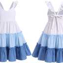 FYMNSI Toddler Little Girls Rainbow Twirly Skater Dress Baby Kids Back to School Dress Summer Casual Tea Party Beach Sundress