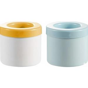 Ice Cube Tray 2pcs Silicone Ice Cube Mold Round Ice Bucket Home DIY Refrigerator Freeze Ice (Yellow & Blu)