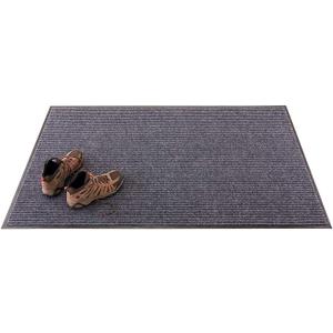 Restaurantware-Comfy Feet 40" x 58" No-Slip Floor Mat, 1 Ribbed Carpet Utility Mat - Indoor and Outdoor, for Homes Or Offices, Gray Polyester Fibers Entry Mat, Vinyl Backing, Easy to Clean