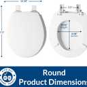 Mayfair Cassel Slow Close Toilet Seat, Easy Clean, Non Slip Premium Wood Seat, Easy Install, Made in USA, Round, White