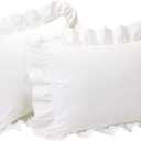 Fresh Ideas Ruffled Pillow Sham 2 Pack, King, White