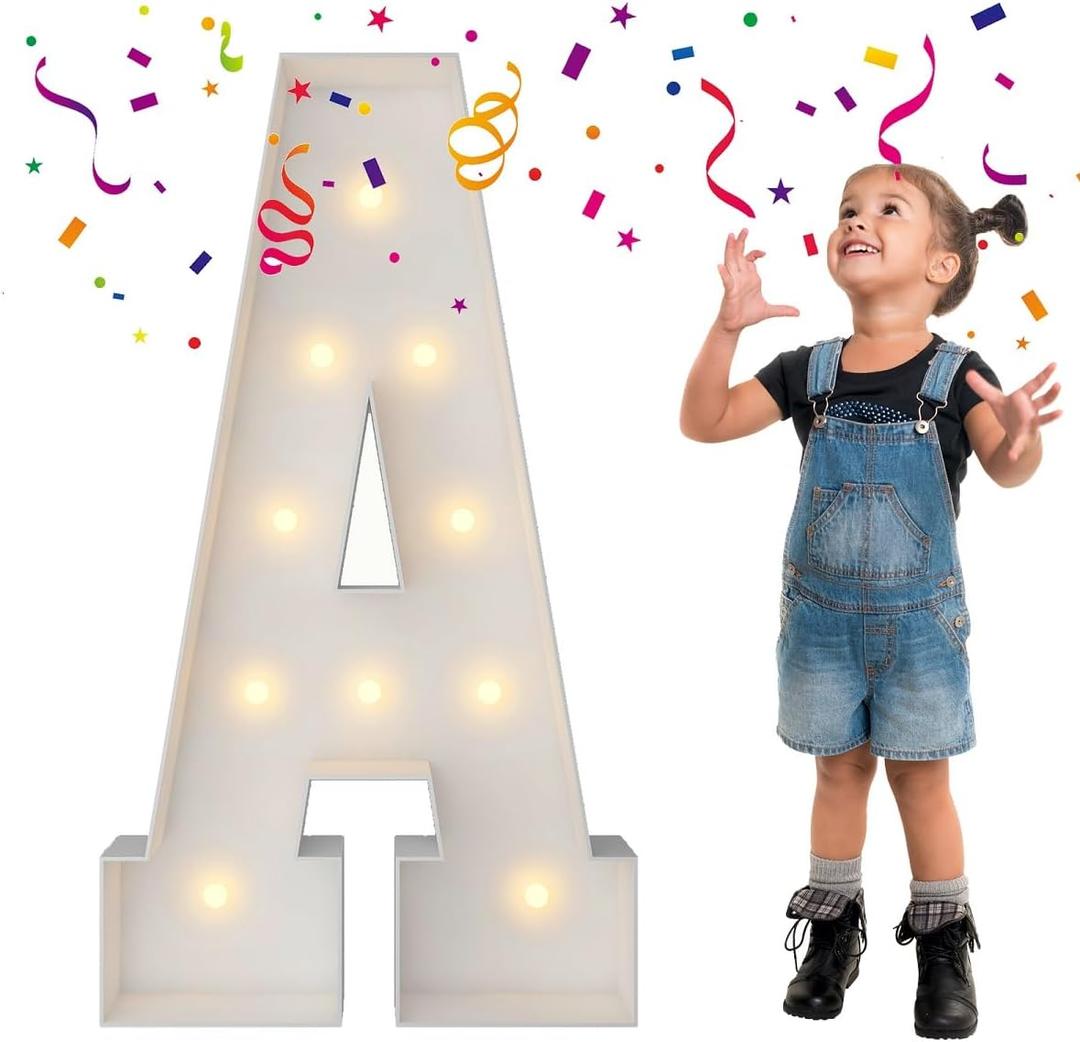 3FT Marquee Light Up Letters, Large Marquee Letters, Mosaic Balloon Frame Letter Big Letter For Engagement Wedding Decorations Birthday Party Backdrop Decor, Balloon Arch Kit Letter A