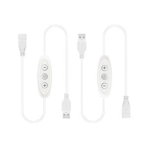 USB Dimmer Switch 2 Pack - Brightness Adjustable Inline Dimmer, 10-Speed Stepless Dimming USB Light Dimmer for 5V Single Color LED Lights (White)