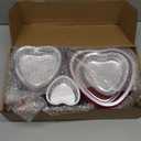 65 Pcs Foil Heart Shaped Cake Pans for Baking, 23 oz 9 oz and 3.4oz Aluminum Cupcake Pans with Lids, Disposable Heart Baking Cups Pans for Valentine's Day Wedding Birthday Party Supplies