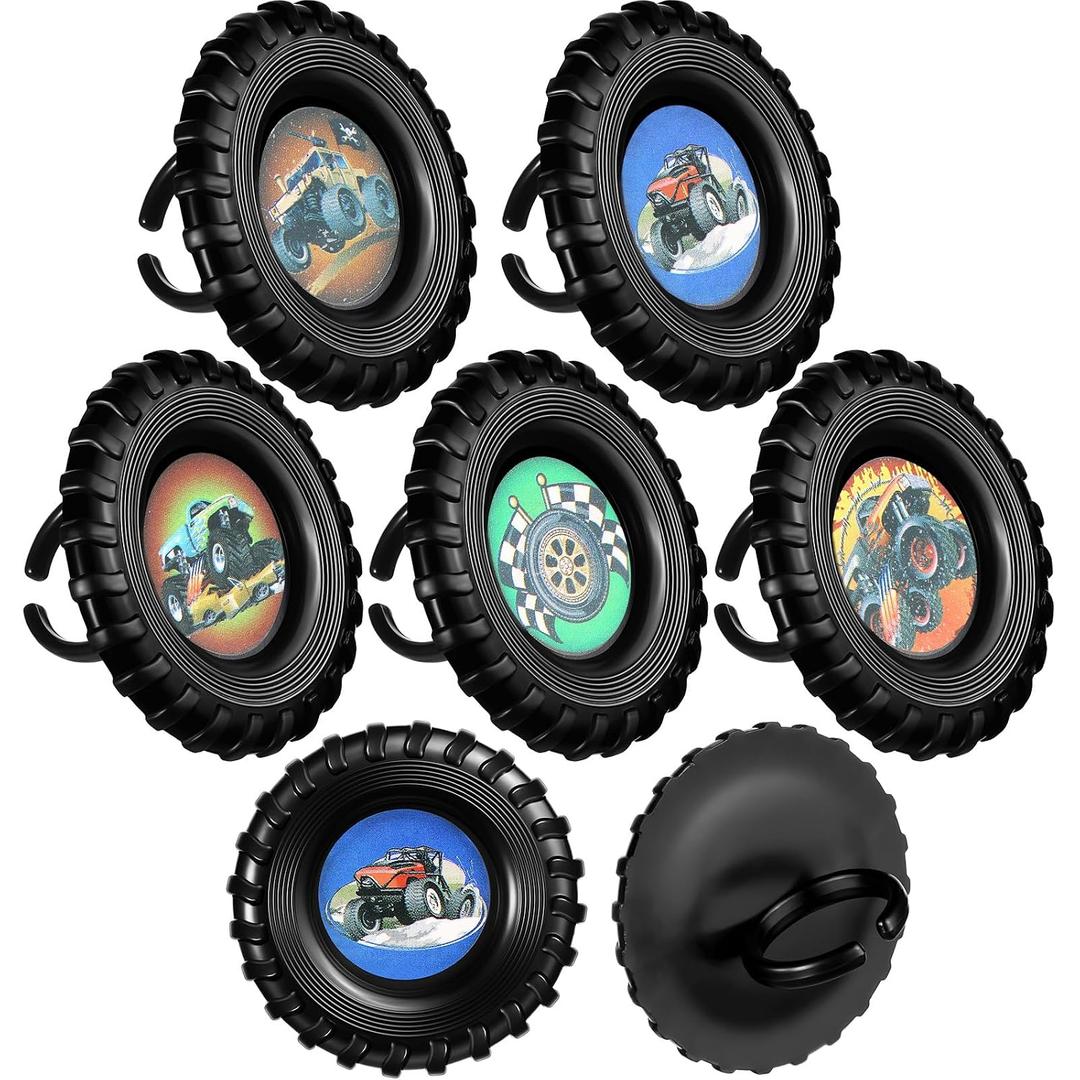 Containlol 50 Pieces Truck Cupcake Topper Rings Mini Truck Cake Toppers Plastic Birthday Party Supplies for Boys Car Theme Party Decoration, 5 Styles (EXP 12/31/36)