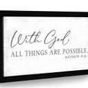Surfapans With God All Things Are Possible Sign Scripture Wall Decor 32"×12" Inspirational Holy Religious Rustic Bible Verse Large Christian God Jesus Christ Prayer Faith Motivational Catholic Hanging Art (Black)