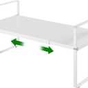 Expandable Cabinet Organizer Shelf, Adjustable Height Organizer Riser for Kitchen Cabinet Spice Rack Locker Pantry Cupboard Under Sink Countertop Desk Organization Metal Stackable Shelves (16.5"-27" L x 8" W x 9.6" H, White-1pack)