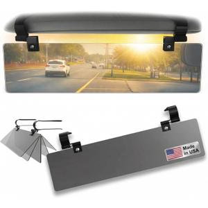 Glare Guard Professional-Grade Polarized Sun Visor Extender Anti-Glare Sun Glare Blocker for Car Windshields, Adjustable Clip-On UV400 Tinted Visor Extension for Cars, Trucks & SUVs, Gray
