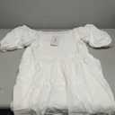 ZESICA Women's Boho 2026 Summer Square Neck Puff Sleeve Off Shoulder Smocked Tiered Casual A Line Short Mini Dress XXL