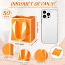 Yeaqee 50 Pcs Mini Metallic Paper Gift Bags with Handles 4x2.75x4.5'' Tiny Small Gift Bags with Thank You Tag for Wedding Graduation Birthday Party Return Gifts Jewelry Business (Orange,Gold)